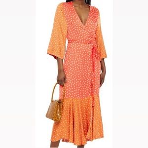 rodebjer orange silk wrap dress